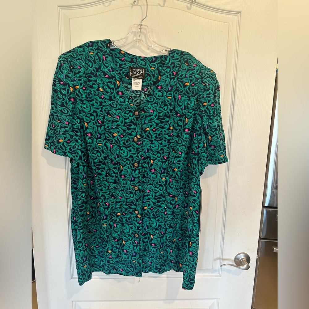 more jazz a chrus line company vintage blouse with shoulder pads Plus sz 24 NWT